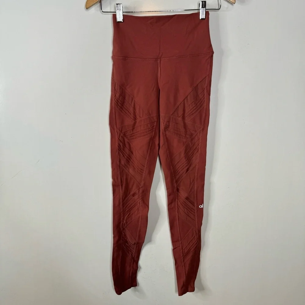 Alo Yoga Mauve Mesh Criss Cross Leggings Size Xsmall‎